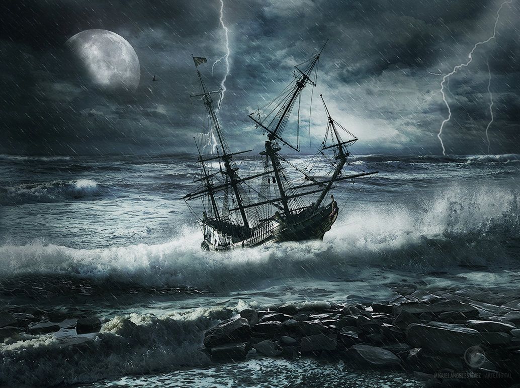 Ilustrasi Perils of The Sea (Sea Storm)